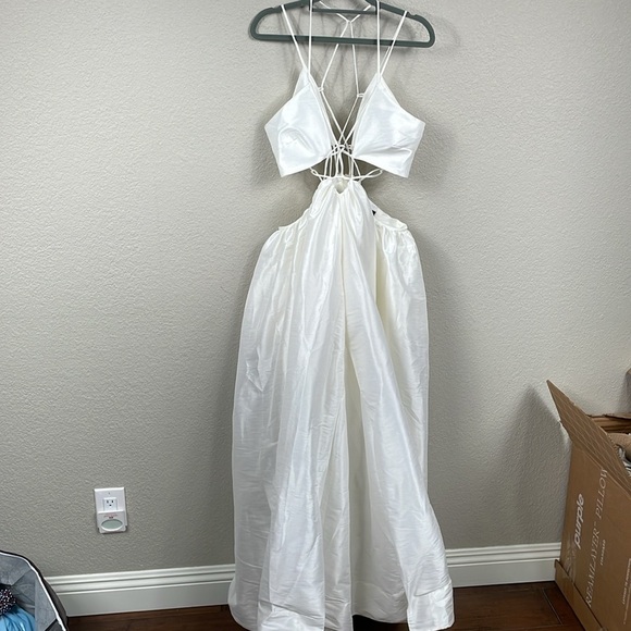 New Helen Oconnor Super Nova Modern Strappy Cutout Maxi Dress Wedding High Low 8 - Picture 5 of 14